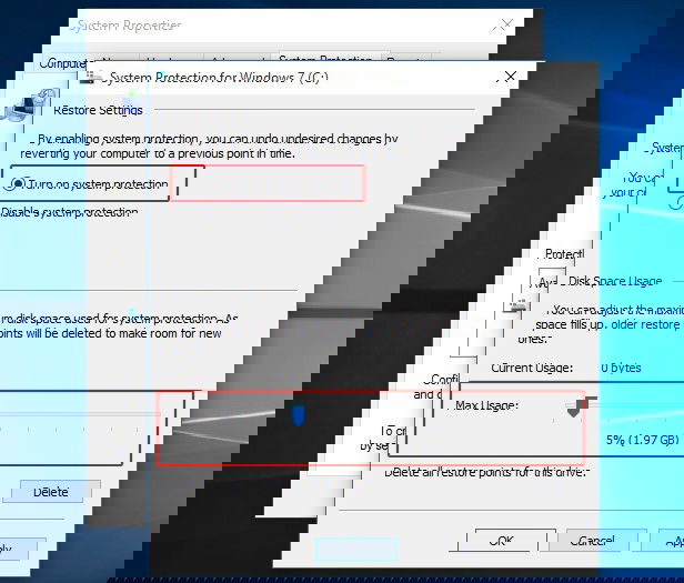 Turn on System Protection Turn on System Protection