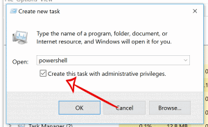 run powershell with admin