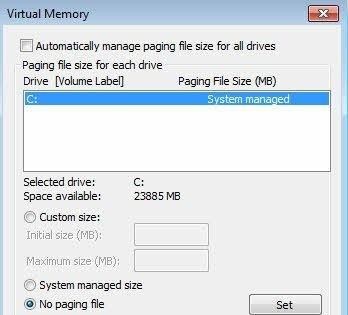 automatically manage paging file size for all drives