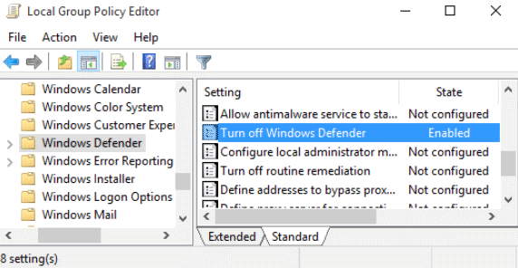 turn windows defender off