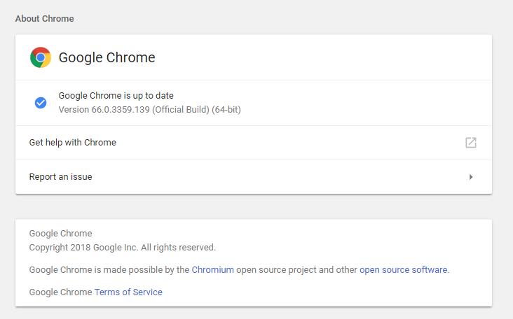 google chrome is up to date