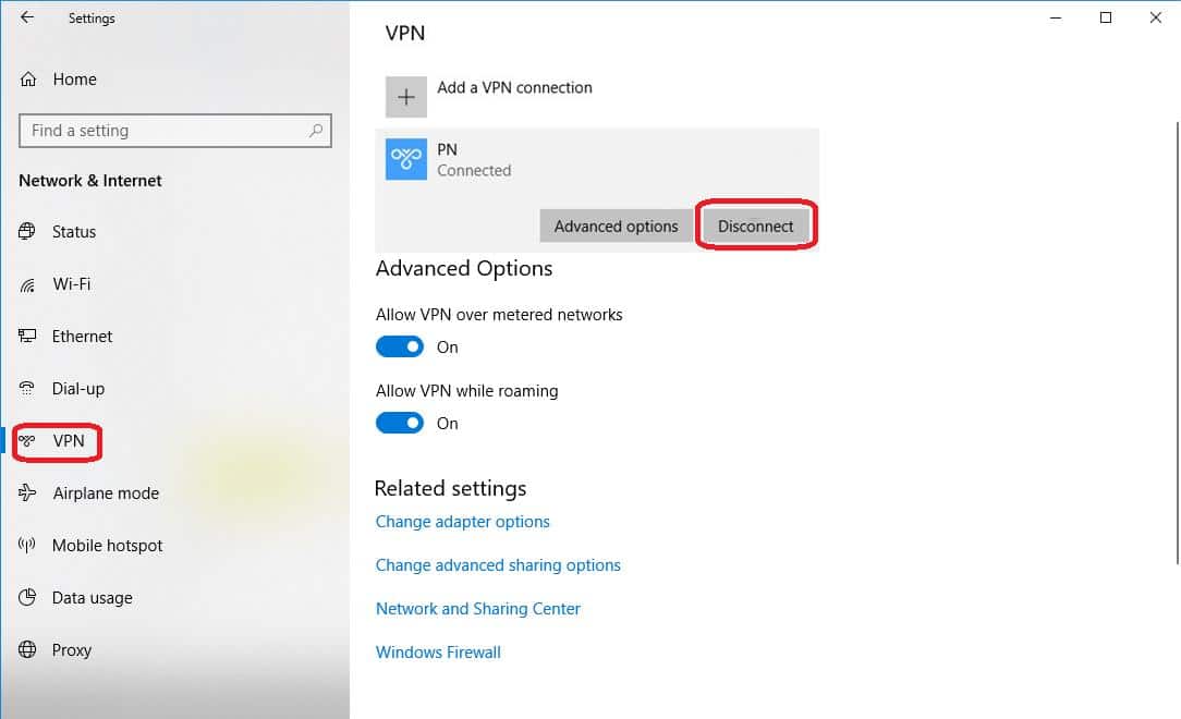vpn disconnect