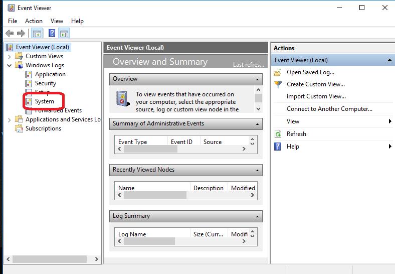 event viewer system