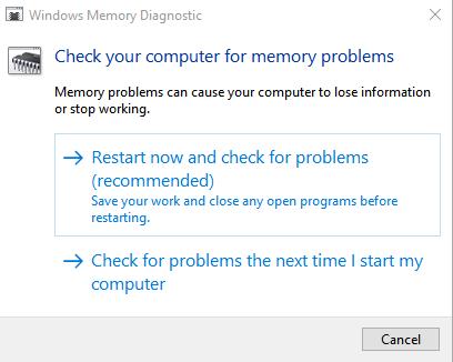 Restart now and check for problems