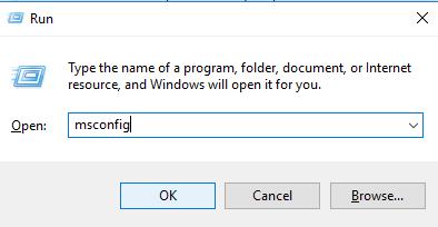 msconfig in run box