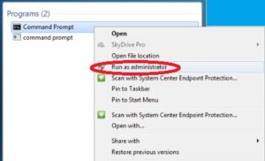 command prompt run as administrator