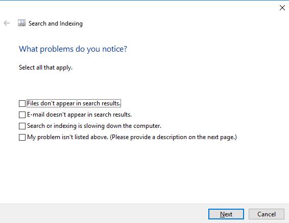 search and indexing issue