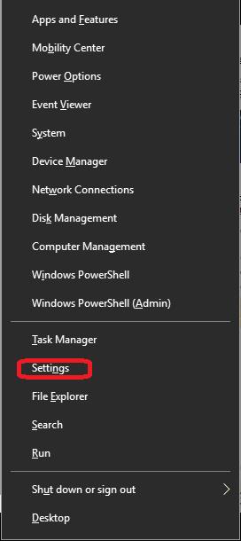 settings in quick link