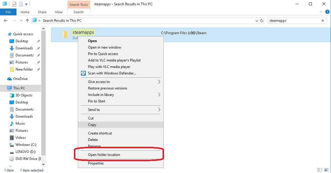 steamapps open folder location