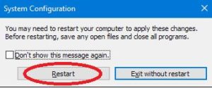 system configuration restart