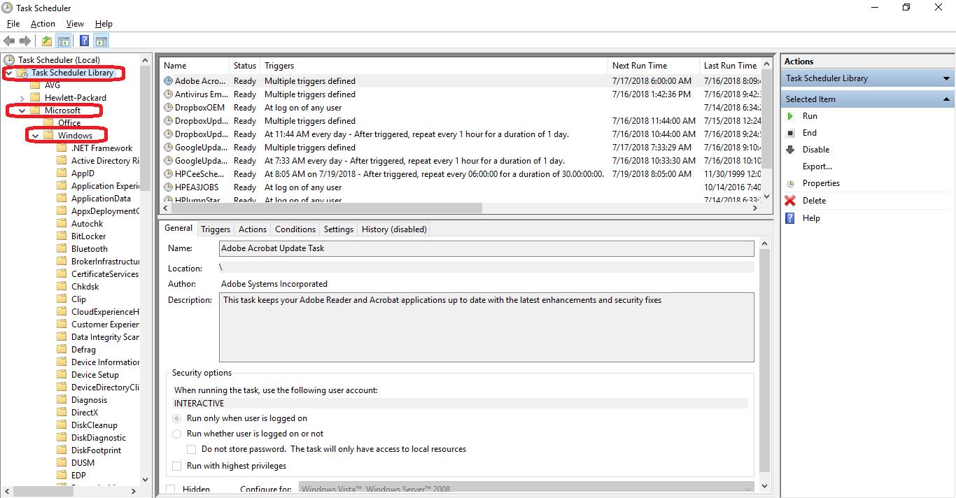 wndows on task scheduler library