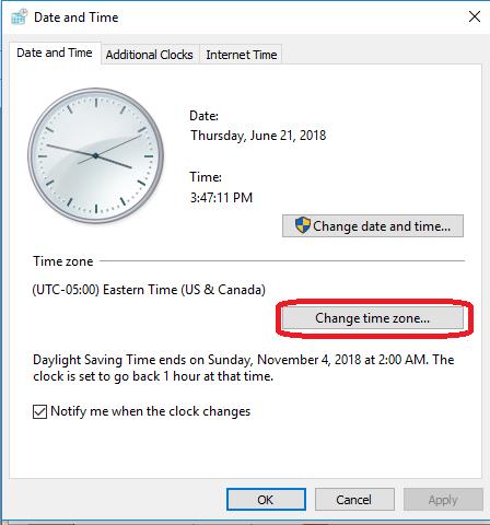 change time zone