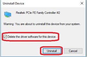 uninstall driver software for this device