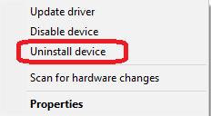 click uninstall device