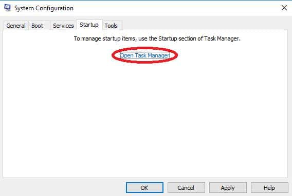 open task manager on system configuration