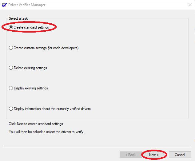 Navigate Driver Verifier Manager