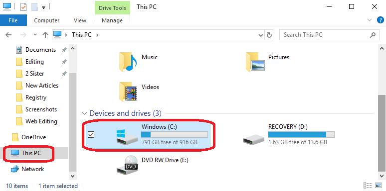 Navigate Windows Drive C