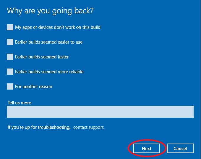 Navigate Windows Troubleshoot Survey