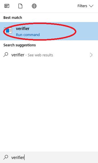 Search Windows verifier