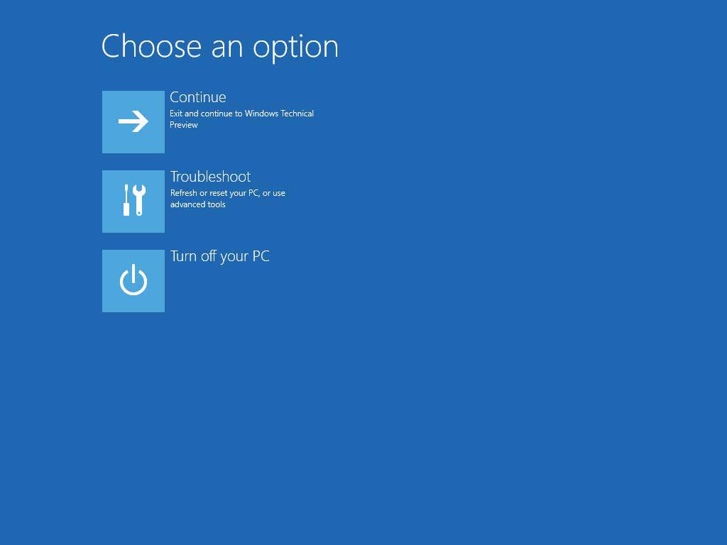 Windows 10 choose option