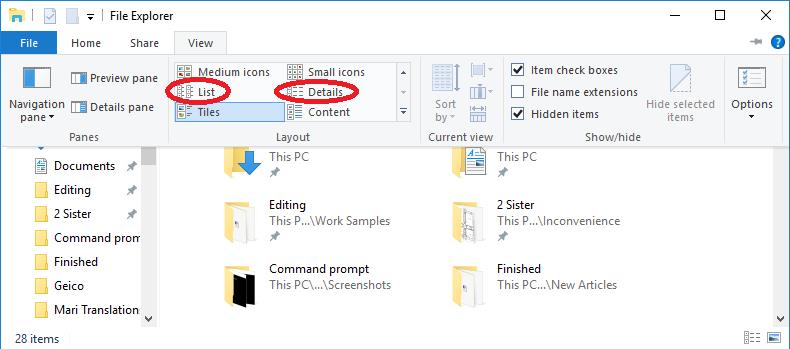 click either list or details