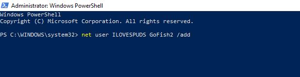 net user DifferentUsername DifferentPassword /add