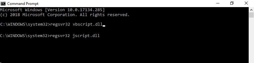 regsvr32 jscript.dll