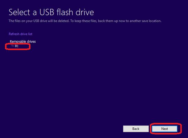 select a USB drive