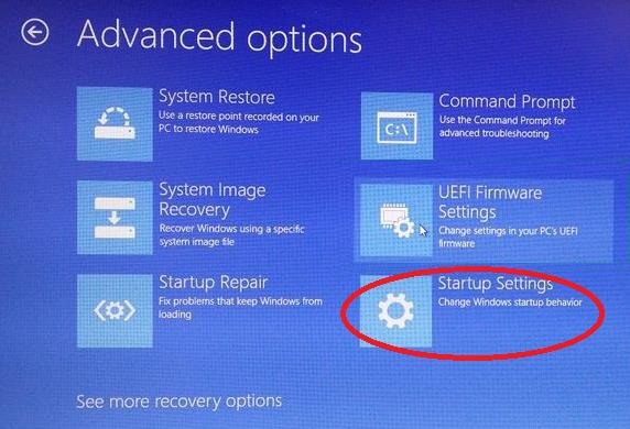 startup settings