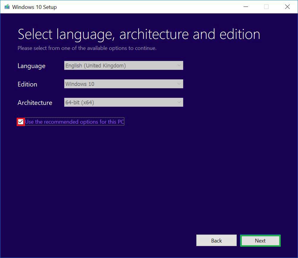 Windows 10 setup