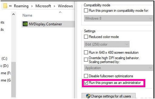NVDisplay Container properties