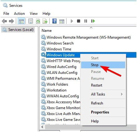 WIndows Update stop