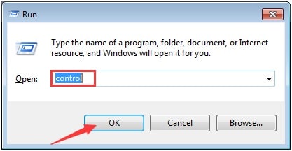 control on run dialog box