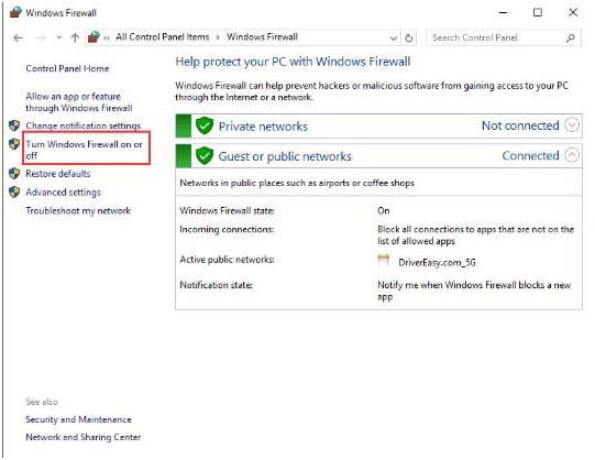 navigera i Windows firewall wizard