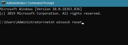 netsh winsock reset