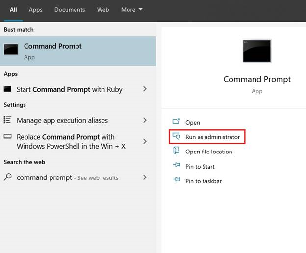 Command Prompt run as Administrator