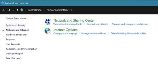 Network and Sharing Center