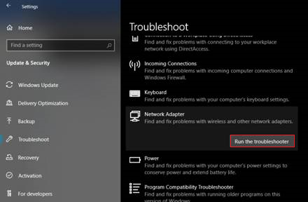 Run the troubleshooter