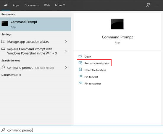 Command Prompt run as Administrator