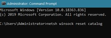 netsh winsock reset catalog