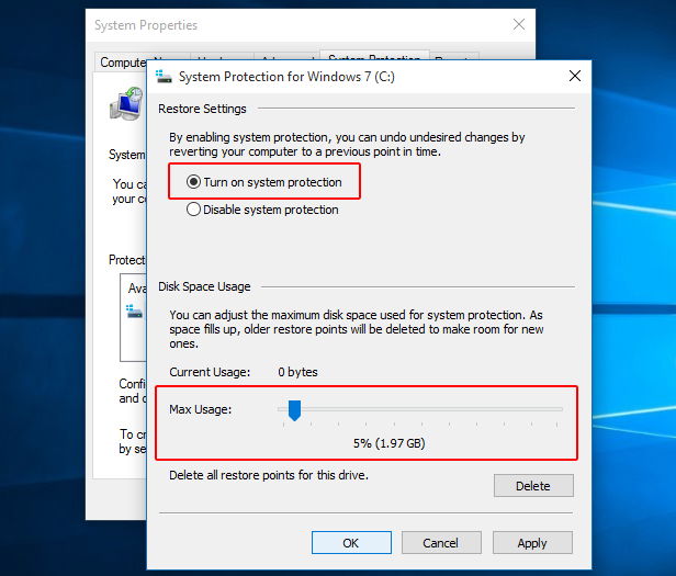 2. Enable System Restore