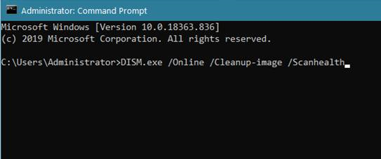 DISM.exe /Online /Cleanup-image /Scanhealth