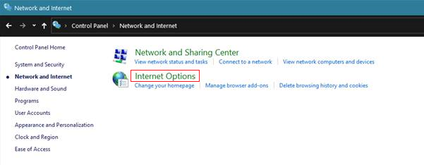 Internet Options