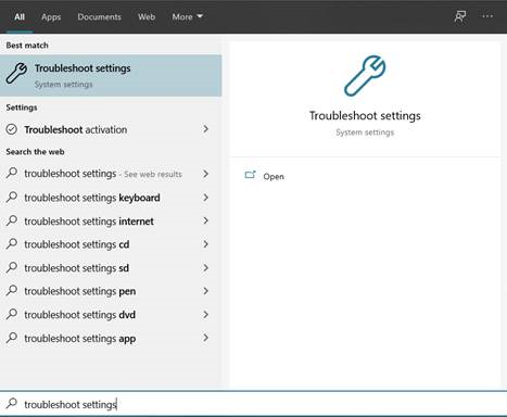 Troubleshoot setting