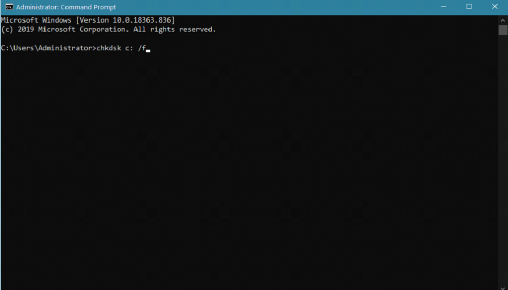 chkdsk (drive letter) /f