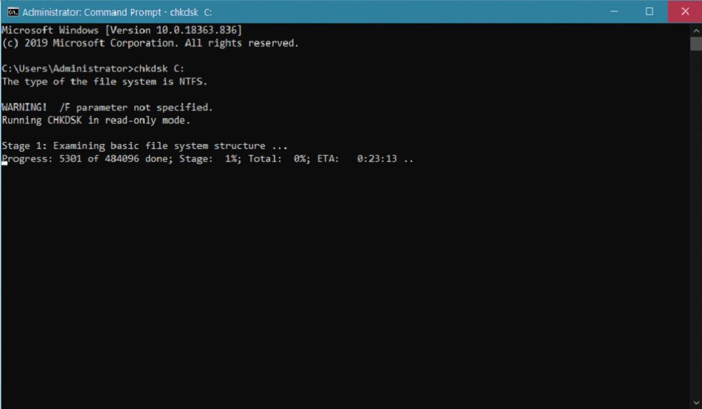 chkdsk drive letter