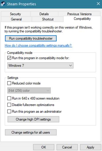 Run this program in compatibility mode