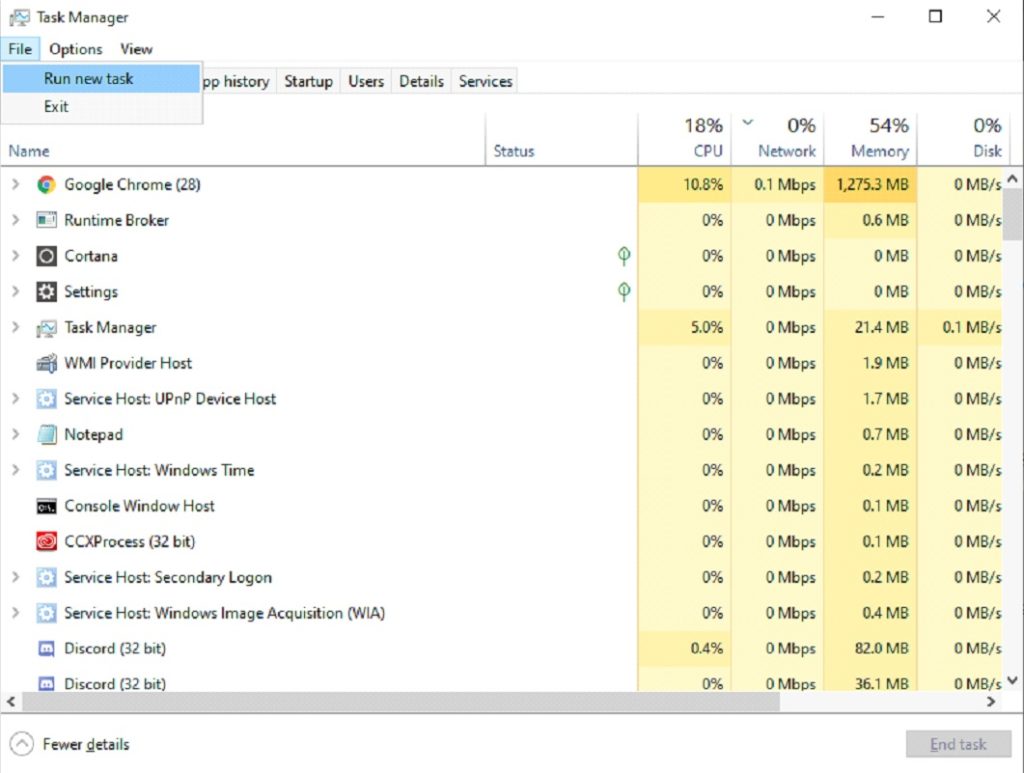 Run new task