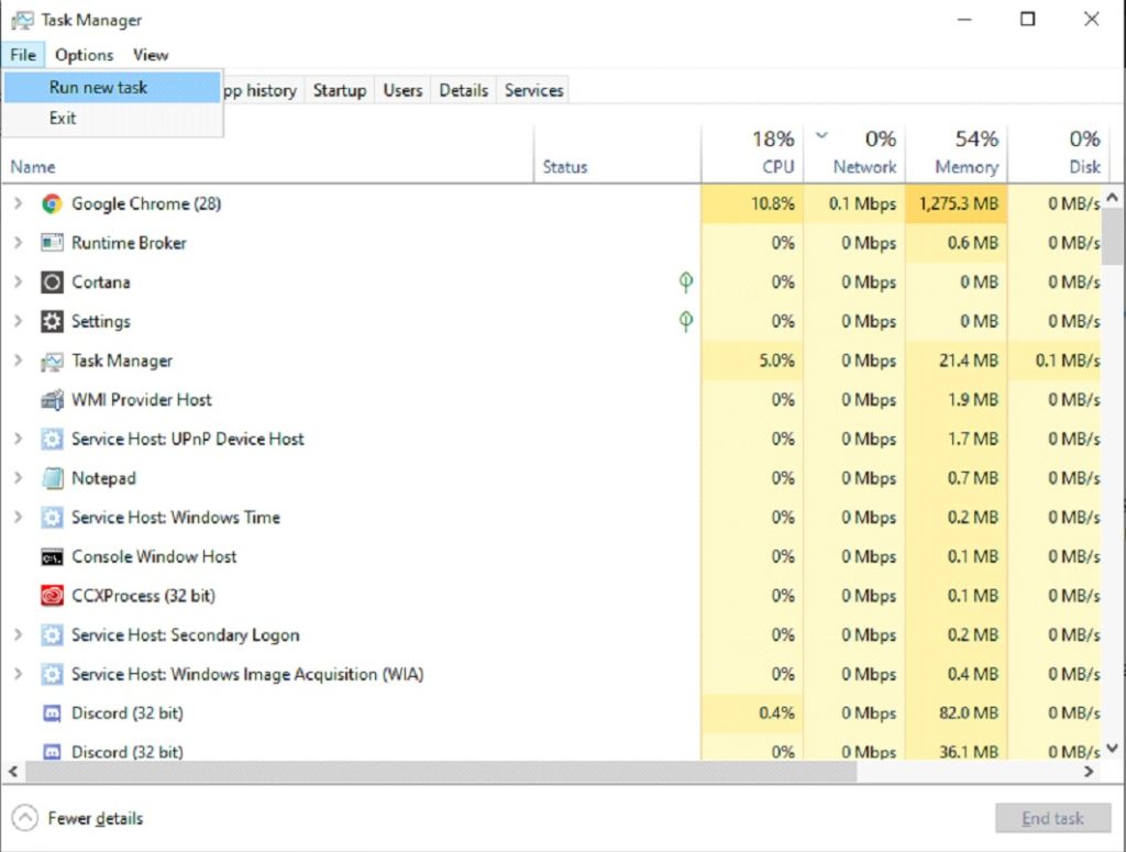 Run new task