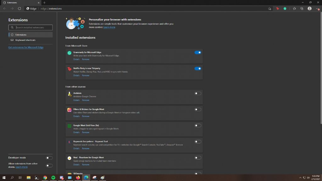 Remove Unwanted Extensions